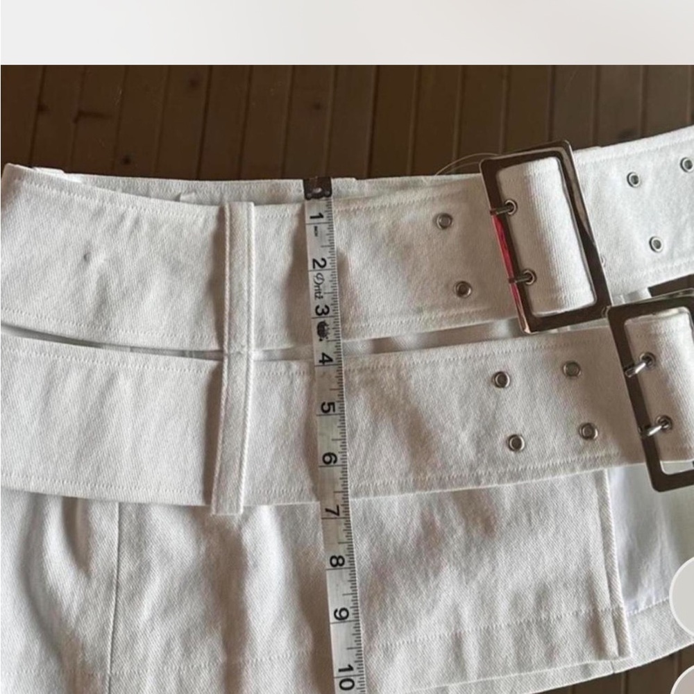 I.AM.GIA White Mini Skirt with Double Buckle